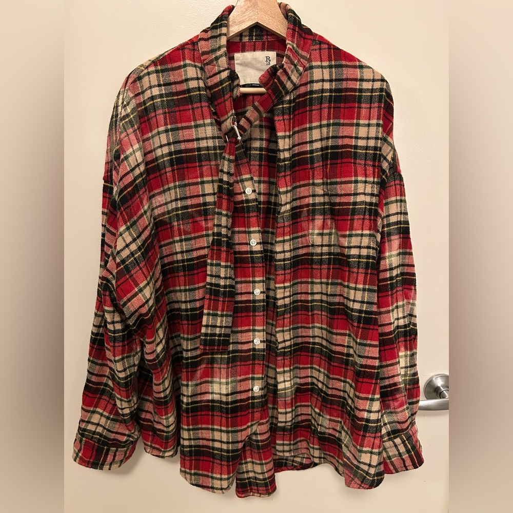 R13 Red and Black Plaid Shirt